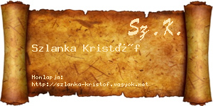Szlanka Kristóf névjegykártya