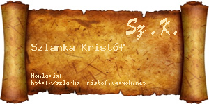 Szlanka Kristóf névjegykártya